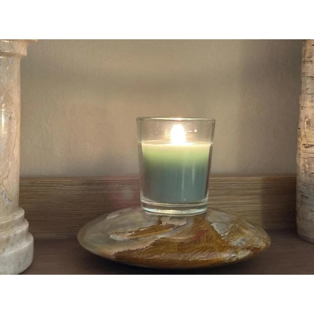 Natural Banded Onyx Votive Candle Holder Polished Stone Tealight Earth Tone